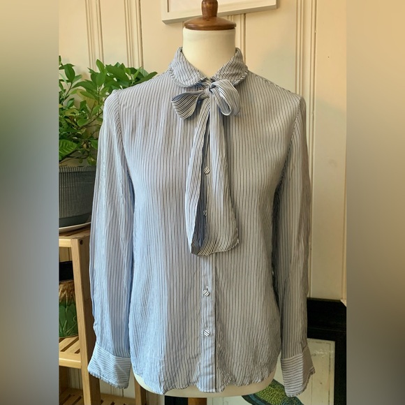 J CREW REMOVABLE TIE CREPE DE CHINE STRIPED SHIRT SIZE SMALL - Picture 5 of 7